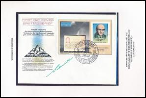 Friedrich Schmiedl (1902-1994) osztrák rakétatudós német űrhajós aláírása emlékborítékon / Signature ofFriedrich Schmiedl Austrian rocket scientist astronaut on cover