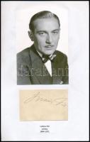 Lukács Pál (1894-1971) Oscar- és Golden Globe-díjas magyar színész aláírása papírlapon
