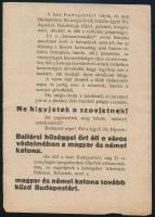 1944 december németpárti propaganda szórólap az ostromlott Budapestnek