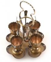 AK & Cie. Albert Köhler reggeliző, (tojás evő) készlet kis kanalakkal, négyszemélyes lóhere alak...