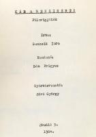 1964 Kár a benzinért!, filmvígjáték, írta: Bencsik Imre, rendezte: Bán Frigyes. Forgatókönyv, gépirat. Mafilm Studió 3., VIII+182 p. Kissé sérült nylon-kötésben. Megjelent 110 példányban.