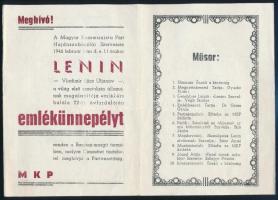 1946 Meghívó Lenin az MKP emlékünnepélyére