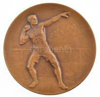 1927. "PKTSE (Pénzintézeti Központ Alkalmazottainak Sportegyesülete) - Súlydobás - 1927-28-29" kétoldalas Br sport emlékérem, hátoldalán gravírozva, "Huguenin" gyártói jelzéssel (50mm) T:1- patina