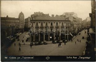 1935 Sofia, Rue Targovska / street, automobiles, shops, tram