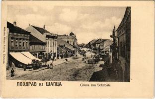 Sabac, Szabács, Schabatz; main street, market (EK)