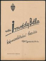1941 vitéz Imrédy Béla képviselőházi beszéde 1941. június hó 20-án. 24 p .