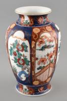 Gold Imari kézzel festett japán porcelán váza. Jelzett hibátlan, m: 25cm