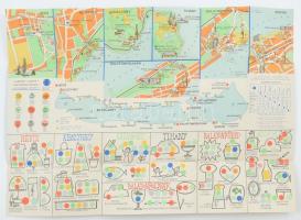 "Balatoner Fremdenführer" reklámos kiadvány, térképpel, IBUSZ levélzáróval