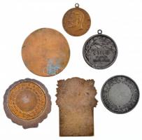 ~1930-1940. 6db Matolay Elek tornász fém emlékplakett (6xklf) T:2 patina