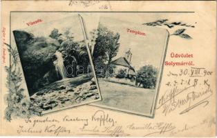 1900 Solymár, vízesés, templom. Rigler rt. Art Nouveau, floral