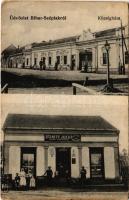 1907 Berettyószéplak, Bihar-Széplak, Széplak, Suplacu de Barcau; Községháza, Ifj. Nits Jakab üzlete és saját kiadása / town hall, publishers shop (EK)