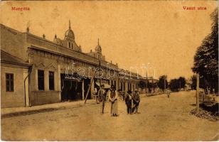 1909 Margitta, Marghita; Vasút utca, Könyves Gusztáv üzlete. W.L. (?) 2283. / street view, shops (EK)