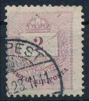 1881 2kr II. a jobb felső háromszögnél vésésjavítás (ex Lovász)