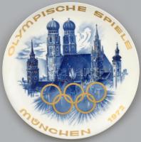 München 1972 olimpiai játékok jelzett porcelán dísztál matricás 30 cm
