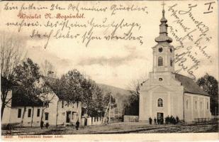 1902 Boksánbánya, Németbogsán, Deutsch-Bogsan, Bocsa Montana; tér, templom. Rosner Adolf kiadása / square, church