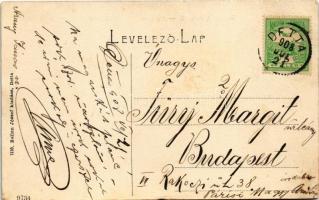 1908 Detta, Ghedu, Deta; Fő utca, üzletek. 1118. Ballon József kiadása / Hauptgasse / main street, s...