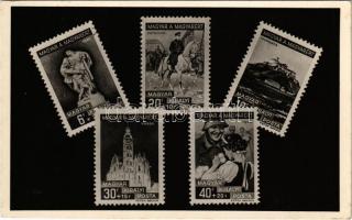 1938-1939 Magyar a Magyarért alkalmi bélyegsorozat, bevonulás. Marer Béla kiadása / Hungarian special issued stamps of 1938-1939. Entry of the Hungarian troops, irredenta propaganda