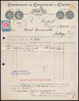1909 Trieszt, Fabriqoue de Chocolat & Cacao fejléces számla