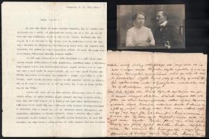 cca 1913-1922 Németh András hajóskapitány fényképe és politikai tartamú valamint személyes levelei.