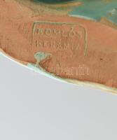 Komlós testvérek Budapest: Elefántos könyvtámasz pár. Mázas kerámia jelzett, csorba, sérült. m: 15cm