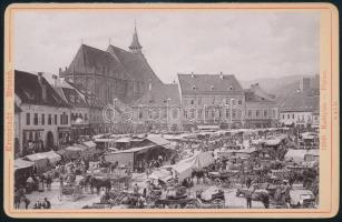 cca 1890 Brassó Főpiac kabinetfotó 16x11 cm