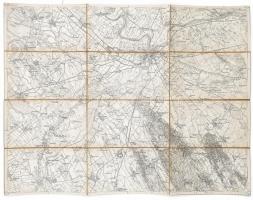 cca 1894 Raab, Zone 15. Col. XVII. / Győr és környéke, osztrák katonai térkép, 1 : 75.000, vászonra kasírozva, körbevágott, 51x38,5 cm