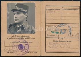 1943 Fényképes személyazonossági igazolvány a M. Kir. III/9. hadiüzemi parancsnokságtól, Nagykanizsa