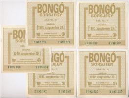 1990. "Bongó" sorsjegy 10Ft értékben, szeptermber 29-i húzás (5x) T:I,I-