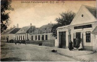 1912 Felsőpulya, Oberpullendorf; utca, Istvanits Ernő üzlete / street view, shop (r)