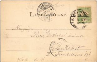 1903 Királyháza, Korolevo, Královo nad Tisou; vasútállomás, felvételi épület, vasúti vendéglő és tis...