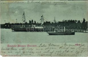 1899 (Vorläufer) Balatonfüred, gőzhajók este a kikötőben. Johannes Haacke (EM)