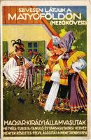 1934 Mezőkövesd, Szívesen látjuk Matyóföldön. A Magyar Királyi Államvasutak turisztikai reklám képeslap, kiadja Klösz György és Fia s: Haranghy (EK)