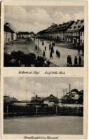 Mitterteich, Adolf Hitler Platz, Porzellanfabrik u. Glaswerk / Adolf Hitler Square, porcelain and glass factory, glassworks - form postcard booklet (EK)
