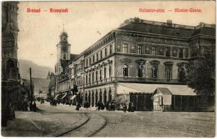 Brassó, Kronstadt, Brasov; Kolostor utca, üzletek / street, shops