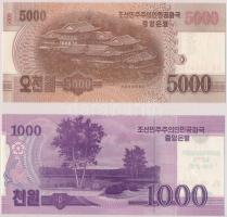 Észak-Korea 2008. 1000W + 2013. 5000W T:I
North Korea 2008. 1000 Won + 2013. 5000 Won C:UNC