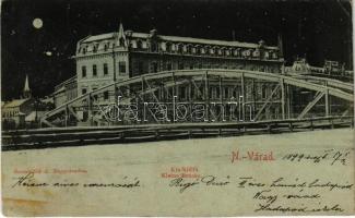 1899 (Vorläufer) Nagyvárad, Oradea; Kis hídfő este. Sonnenfeld A. kiadása / Kleine Brücke / small bridge at night (ázott / wet damage)