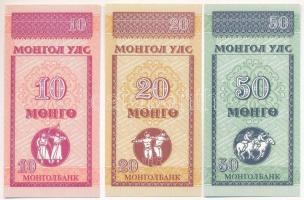 Mongólia 1993. 10M + 20M + 50M T:I Mongolia 1993. 10 Mongo + 20 Mongo + 50 Mongo C:UNC