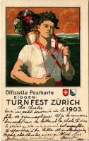 1903 Offizielle Postkarte Eidgen Turnfest Zürich 1903 / Gymnastics festival in Zurich. Art Nouveau, litho (EB)