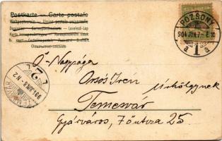 1904 Pozsony, Pressburg, Bratislava; Erzherzog Friedrichstrasse / Frigyes főherceg utca, villamos. V...