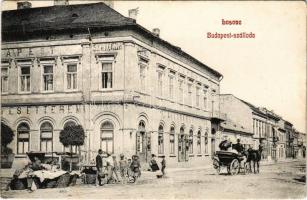 1907 Losonc, Lucenec; Budapest szálloda, kávéház és étterem, piac. Kármán Zsigmond kiadása / hotel, café and restaurant, market (r)