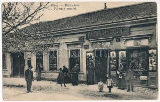 1917 Pécs, Rácváros, Fő utca részlet, Krems Ferenc üzlete és saját kiadása (kopott sarkak / worn corners)