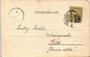 1903 Keszthely, Balaton-part, gőzhajó. Kampmann H. kiadása (EK)