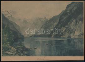 Edward Harrison Compton (1881-1960) festménye után: Königssee. Heliogravűr, papír, jelzett a metszeten, körbevágva, bal alsó sarkában törésnyommal, 17×25 cm