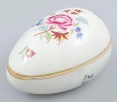 Herendi hortenzia mintás tojás formájú bonbonniere. Kézzel festett, jelzett, kopott. d:12 cm