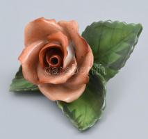 Herendi porcelán rózsa. Kézzel festett, jelzett, hibátlan. 7,5x8,5 cm