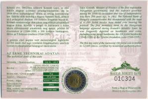 2002. 100Ft Ni-Cu-Zn "Kossuth" elsőnapi veret sorszámozott "010304" díszlapon T:...