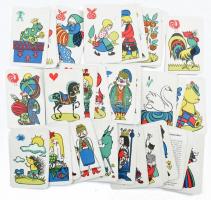 Népviselet retró mesekártya, 33 lapos, játékszabállyal, eredeti, sérült dobozában