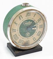 Slava szovjet ébresztős asztali óra, kopásnyomokkal, 7,5x6,5 cm