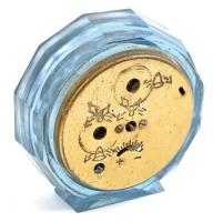 MOM retró design ébresztős asztali óra, műanyag és fém, kopásnyomokkal, 8x8 cm