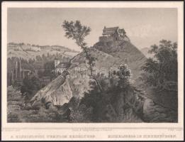 L. Rohbock (1820-1883) rajza után: A kisdisznódi templom Erdélyben. Acélmetszet, papír, jelzett a me...